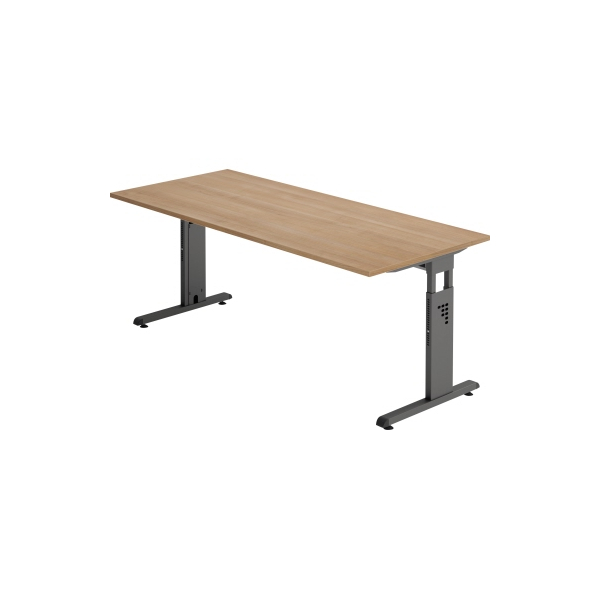 4032062190395 - Schreibtisch O-Serie VOS19 N G manuell höhenverstellbar 65-85cm (H) 180x80cm (BxT) rechteckig nussbaum   graphit 4032062190