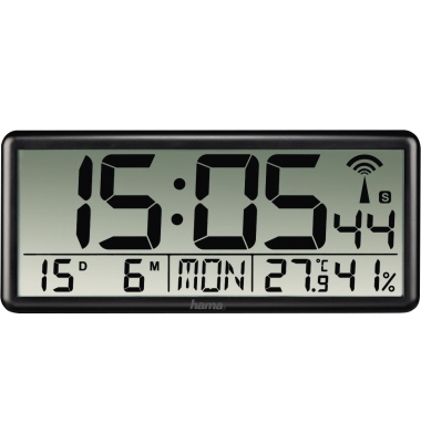  Funkuhr Jumbo 00186352, schwarz, 36cm, rechteckig, digital