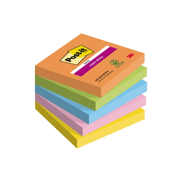 4054596924192 - Haftnotizen 7100258933 Super Sticky Notes Boost Collection 76x76mm boost-Collection (vitalorange limonengrün paradiseblau tro 5 Stück