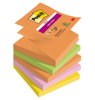 Haftnotizen 7100258789, Z-Notes Boost, 76x76mm, farbig sortiert (vitalorange/limonengr&uuml;n/tropicalpink/ultragelb), quadratisch