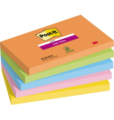 Haftnotizen 6555SSBOOS, Super Sticky Notes Bangkok Collection, 76x127mm, farbig sortiert (vitalorange/limonengr&uuml;n/paradiseblau/t