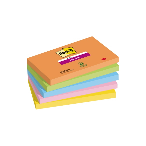 Post-it Haftnotizen 6555SSBOOS, Super Sticky Notes Bangkok Collection, 76x127mm, farbig sortiert (vitalorange/limonengrün/paradiseblau/tropicalpink/ul