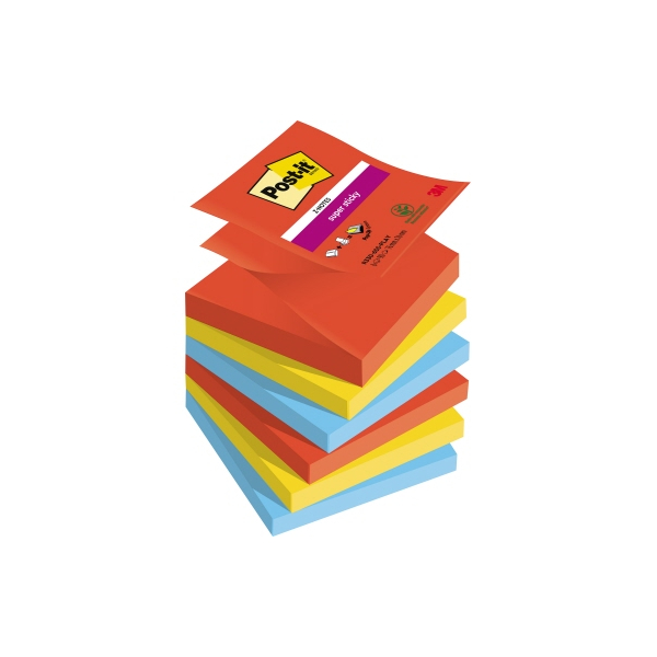 4054596924499 - Haftnotizen R3306SSPLAY Super Sticky Playful 76x76mm ultrarot ultragelb paradiseblau Z-Notes quadratisch 4054596924499 Post 6 Stück