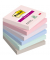 Haftnotizen 6546SSSOUL, Super Sticky Notes Soulful Collection, 76x76mm, rosa/flamingopink/flieder/denimblau/mint/grau, quadratis
