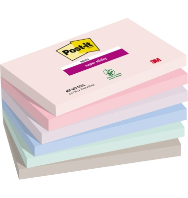 Haftnotizen 6556SSSOUL, Super Sticky Notes Soulful Collection, 127x76mm, rosa/flamingopink/flieder/denimblau/mint/grau, rechteck