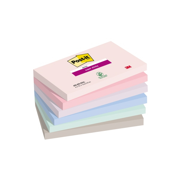 4054596926462 - Haftnotizen 6556SSSOUL Super Sticky Notes Soulful Collection 127x76mm rosa flamingopink flieder denimblau mint grau 405459692 6 Stück