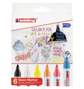  Glasboardmarker-Set 95, 4-95-6, Etui, 6-farbig sortiert, 1,5-3mm Rundspitze