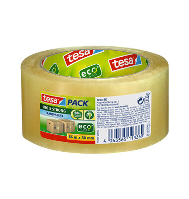 Packband tesapack Bio & Strong 58296-00000-00, 55mm x 66m, 50my, transparent