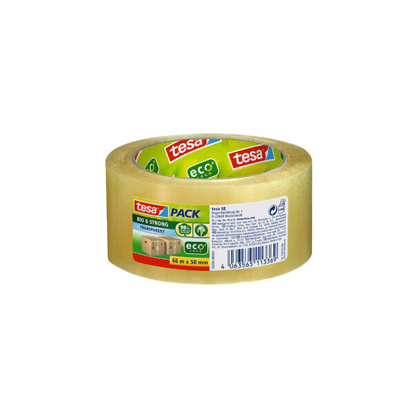 4063565113369 - tesa® Packband Bio & Strong robust reißfest lösungsmittelfrei Naturkautschuk 1 Rolle mit L 66 m x B 50 mm transparent 4063565113369 - tesa® Packband Bio & Strong robust reißfest lösungsmittelfrei Naturkautschuk 1 Rolle mit L 66 m x B 50 mm transparent