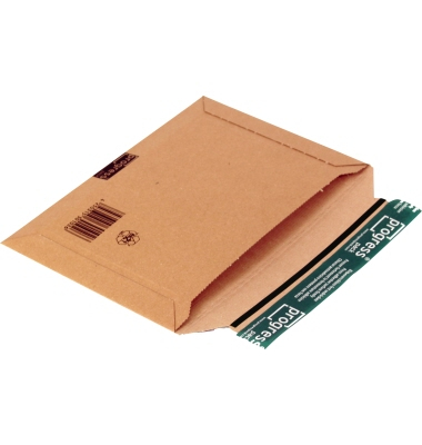 Versandtaschen ECO PP W05.02, lange Seite offen, B5+, ohne Fenster, 30mm-Falte, haftklebend mit Aufreißfaden, braun