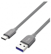 USB-Kabel TC-1480 Nylon 2m silbergrau