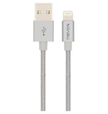 nevox USB-Kabel LC-1530 Nylon 2m silbergrau