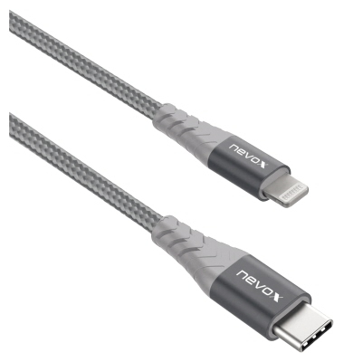 nevox USB-Kabel LC-1886 Nylon 2m silbergrau