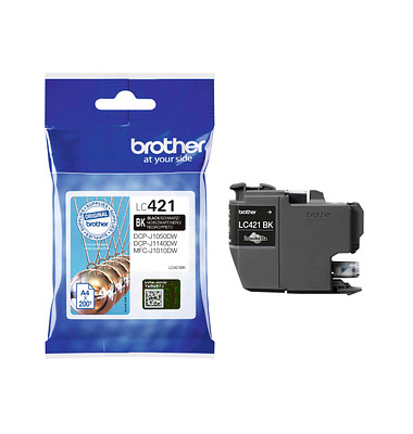 Druckerpatrone LC421BK (kompatibel zu Brother  LC-421BK), schwarz, ca. 200 Seiten