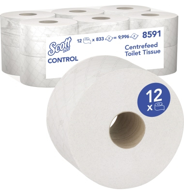 Toilettenpapier ControlT 8591, 2-lagig, weiß, 833 Blatt/ Rolle,