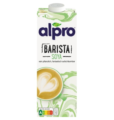Sojadrink Barista 606928, 1,9% Fett, laktosefrei, vegan, 8x 1 Liter, im Tetrapack