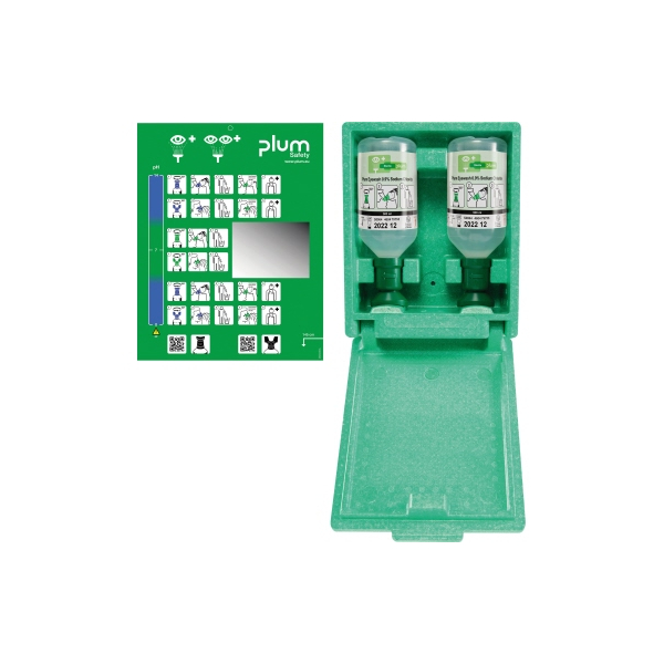 5715205465015 - Notfall-Wandbox mit Augenspülflaschen 2 x Kochsalzlösung HxBxT 270 x 225 x 110 mm