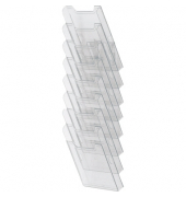 Wandprospekthalter 64858D A4 hoch 8Fächer transparent