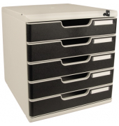 Schubladenbox MODULO 331014D A4 5 Schübe sw +Schloss