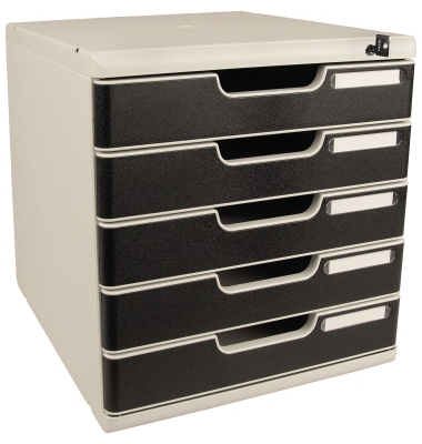 Exacompta Schubladenbox MODULO 331014D A4 5 Schübe sw +Schloss