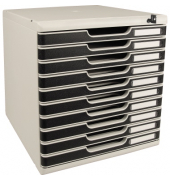 Schubladenbox MODULO 332014D A4 10Schübe sw +Schloss