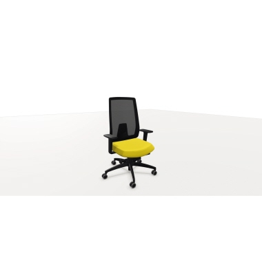 B&uuml;rodrehstuhl Indeed mesh, schwarz/gelb / graphitschwarz, mit Armlehnen, bis 150kg, ohne Kopfst&uuml;tze