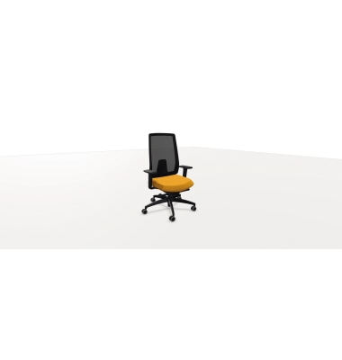 Bürodrehstuhl Indeed mesh, schwarz/orange, mit Armlehnen, bis 150kg