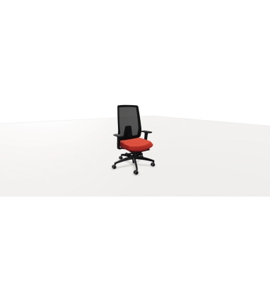 Bürodrehstuhl Indeed mesh, schwarz/rot, mit Armlehnen, bis 150kg