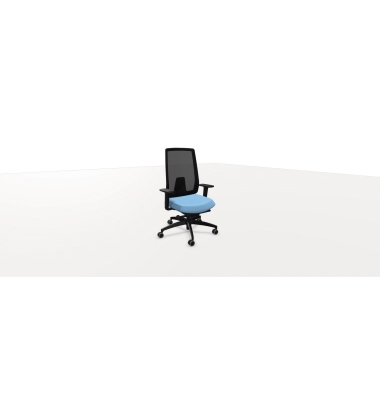 Bürodrehstuhl Indeed mesh, schwarz/wasserblau, mit Armlehnen, bis 150kg