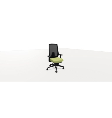 Bürodrehstuhl Indeed mesh, schwarz/hellgrün, mit Armlehnen, bis 150kg