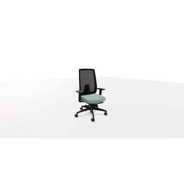 Bürodrehstuhl Indeed mesh, schwarz/wassergrün, mit Armlehnen, bis 150kg