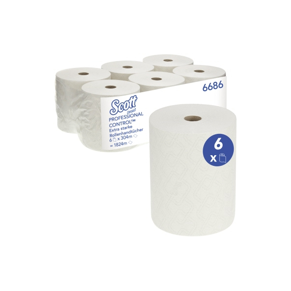 5027375050183 - Rollenhandtücher Professional ControlT Extra Strong 6686 Außenabrollung 1-lagig weiß Airflex 5027375050183 6 Stück