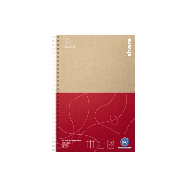 4260556676456 - Collegeblock Y-01-02-02 share Muster Lineatur 22   liniert mit Rand innen A5 80g rot 100 Blatt 4260556676456 share