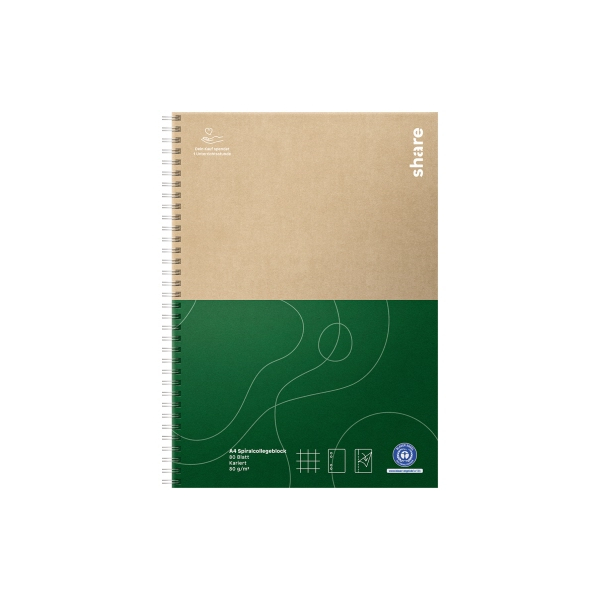 4260556676579 - Collegeblock Y-16-01-02 share Muster Lineatur 22   liniert mit Rand innen A4 80g grün 80 Blatt 4260556676579 share