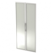 Drehtür, B: 800 mm, H: 1.880 mm, Bügelgriff, Metall, silber, Glas
