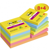 Haftnotizen 654-SS-CARN-P8+4, Carnival, 76x76mm, ultragelb/paradiseblau/limonengrün/powerpink/vitalorange, quadratisch