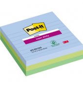 Haftnotizen 675-3SS-OAS, Super Sticky Oasis, 101x101mm, farbig sortiert (denimblau/limonengr&uuml;n/immergr&uuml;n), liniert, quadratisch