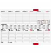 Schreibtischquerkalender 7036121915, septant, 1 Woche / 2 Seiten, 30,5x10,5cm (BxH), 2025