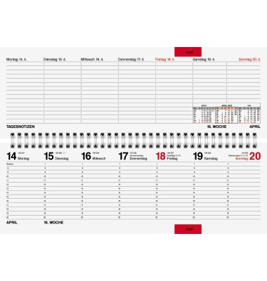 Schreibtischquerkalender 7036121915, septant, 1 Woche / 2 Seiten, 30,5x10,5cm, 2025