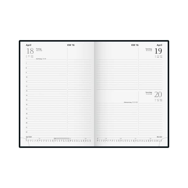 Buchkalender 5079562905 schwarz 1 Tag   1 Seite Sa So 1 Seite 145x206cm (A5) 2025 4061947081770 Glocken