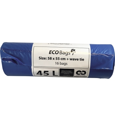 Müllbeutel 04000-2116 ECO Bags, blau, 45 Liter, offen Müllbeutel 04000-2116 ECO Bags, blau, 45 Liter, offen