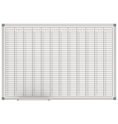 Jahresplaner MAULstandard, 6466384, 90x60cm, Stahlblech, kunststoffbeschichtet, Aluminium