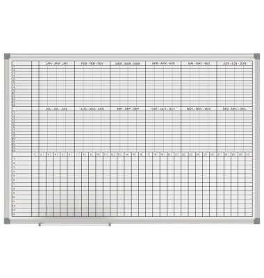 Jahresplaner MAULstandard, 6466484, 90x60cm, Stahlblech, kunststoffbeschichtet, Aluminium