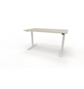Sitz-Steh-Schreibtisch se:lab e-desk, elektrisch höhenverstellbar, 65-128cm (H), 140x90cm (BxT), rechteckig, lichtgrau / weiß