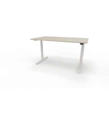 Sitz-Steh-Schreibtisch se:lab e-desk, elektrisch höhenverstellbar, 65-128cm (H), 140x90cm (BxT), rechteckig, lichtgrau / weiß