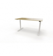 Sitz-Steh-Schreibtisch se:lab e-desk, elektrisch höhenverstellbar, 65-128cm (H), 140x90cm (BxT), rechteckig, eiche hell / weiß