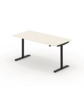 Sitz-Steh-Schreibtisch se:lab e-desk, elektrisch höhenverstellbar, 65-128cm (H), 160x80cm (BxT), rechteckig, weiß / schwarz