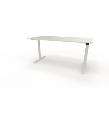 Sitz-Steh-Schreibtisch se:lab e-desk, elektrisch höhenverstellbar, 65-128cm (H), 160x80cm (BxT), rechteckig, weiß / weiß