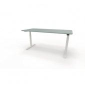 Sitz-Steh-Schreibtisch se:lab e-desk, elektrisch höhenverstellbar, 65-128cm (H), 160x80cm (BxT), rechteckig, fjordgrün / weiß