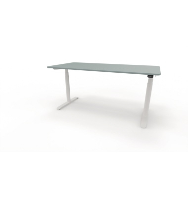 Sitz-Steh-Schreibtisch se:lab e-desk, elektrisch höhenverstellbar, 65-128cm (H), 160x80cm (BxT), rechteckig, fjordgrün / weiß